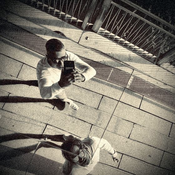 Mike and Justin from above on a walkway